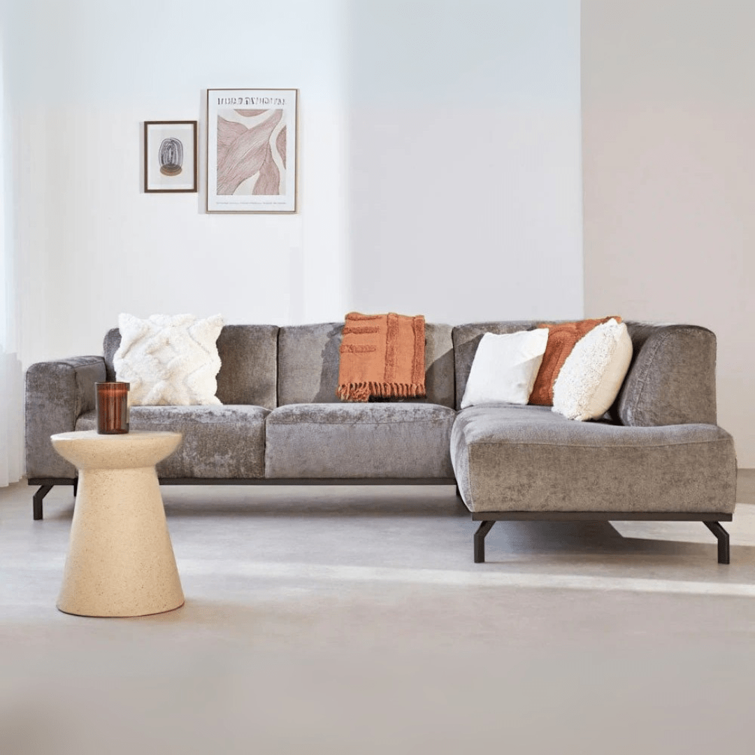 Corner sofa with high legs taupe velvet Chloe - right