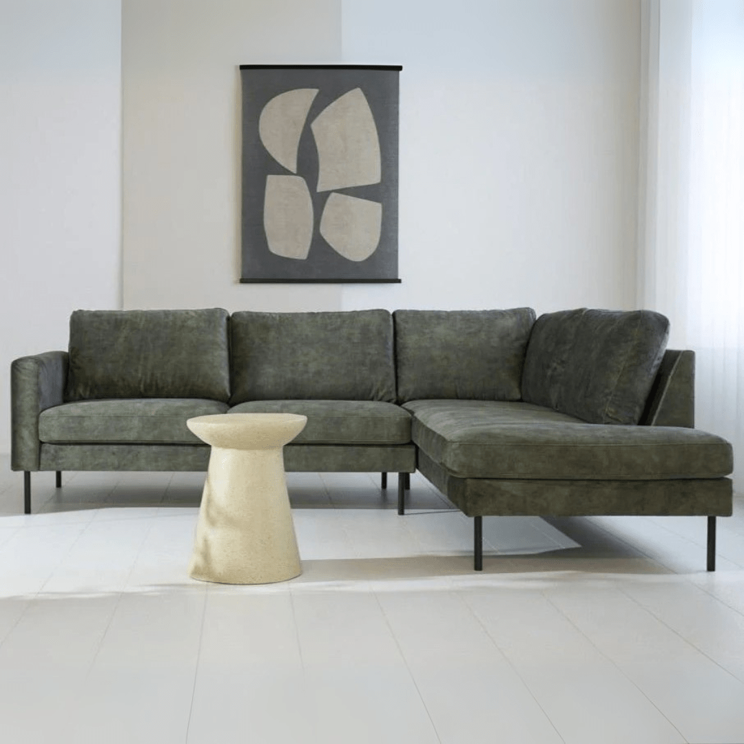 Green velvet corner sofa Gaya - right