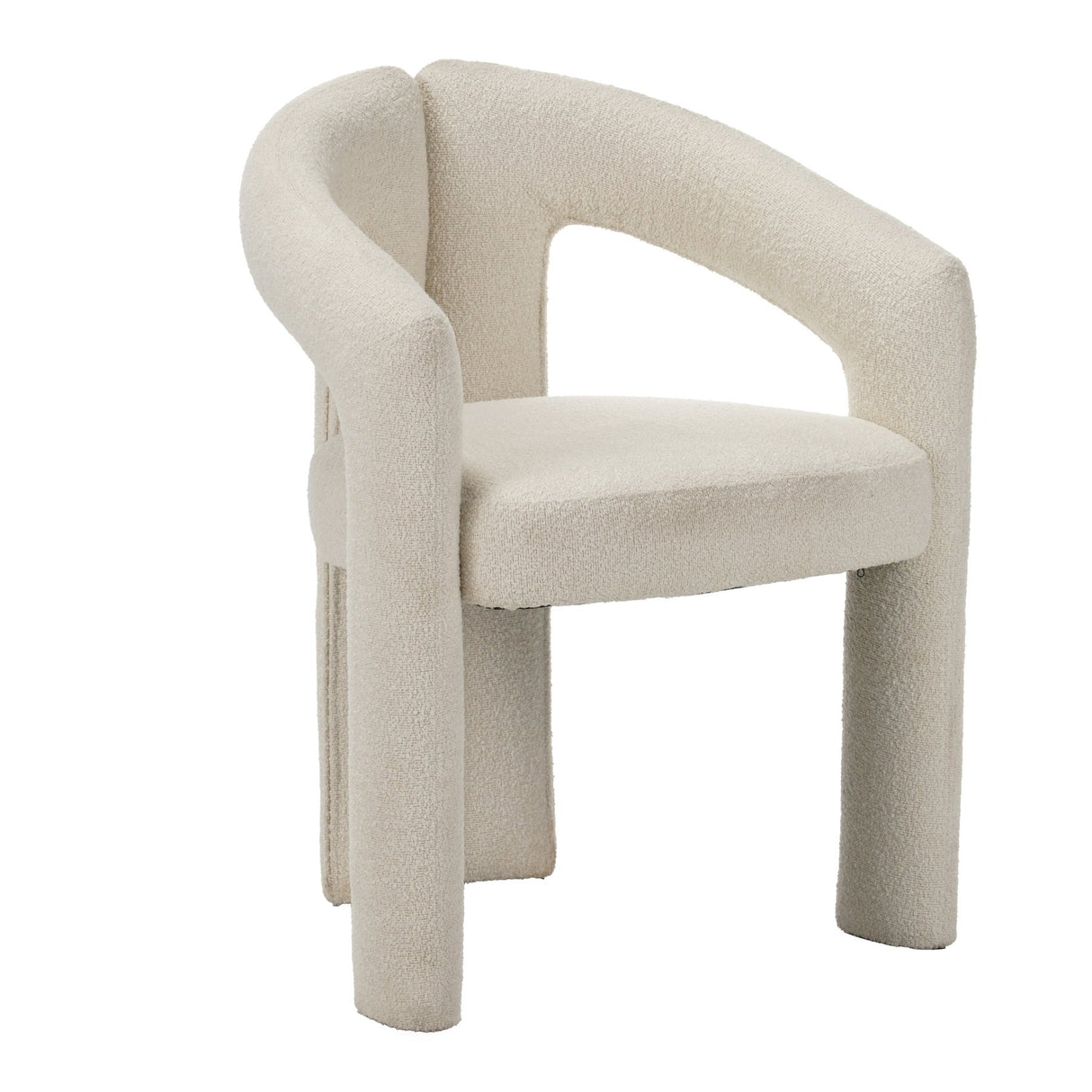 Design Dining Chair Ivory Bouclé Maro - Fully Upholstered