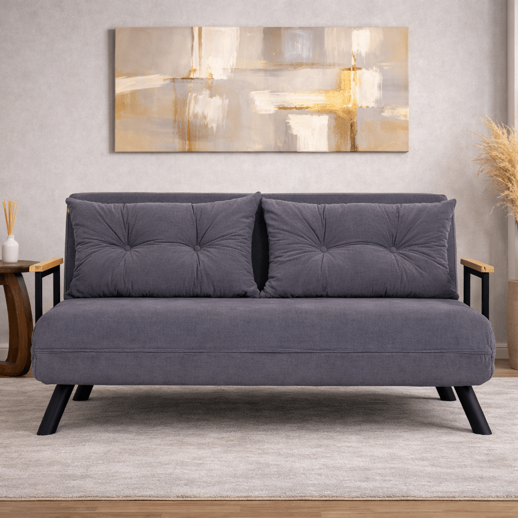 2-seater Sofa Bed Sando Fabric Gray