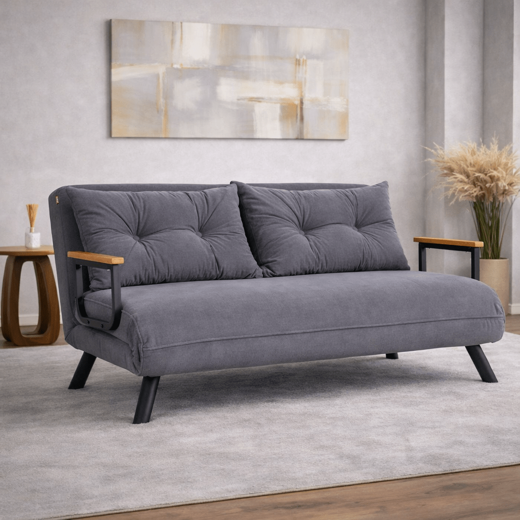 2-seater Sofa Bed Sando Fabric Gray