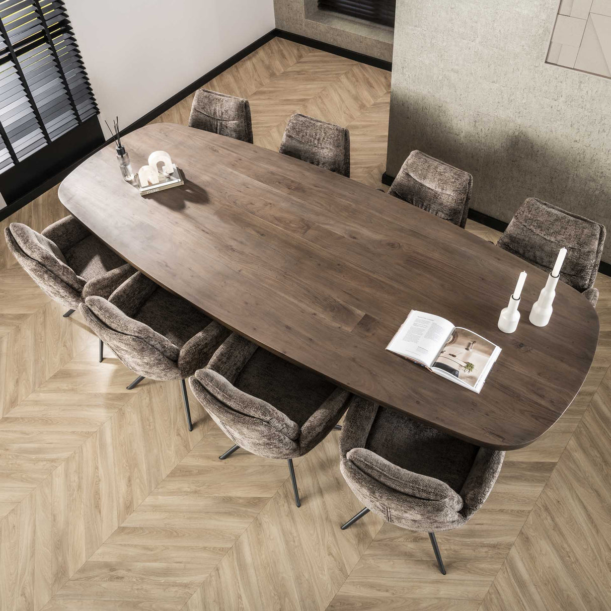 Danish Oval Dining Table Alo Acacia Wood Brown 300x120 cm