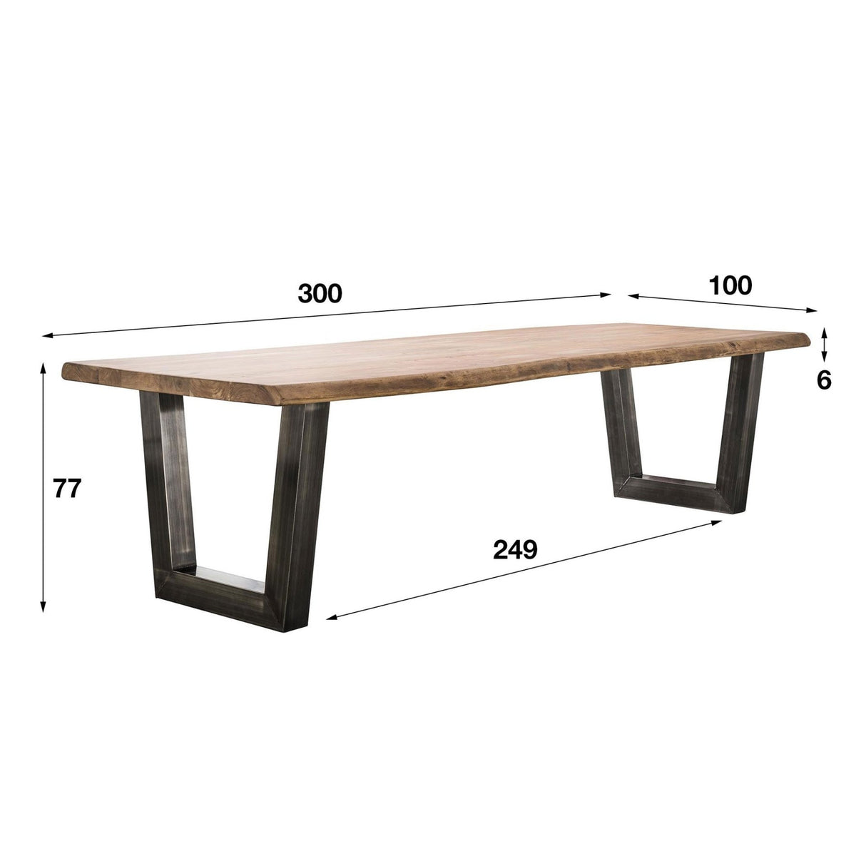Industrial tree trunk Dining table Tristan Acacia Wood 300x100