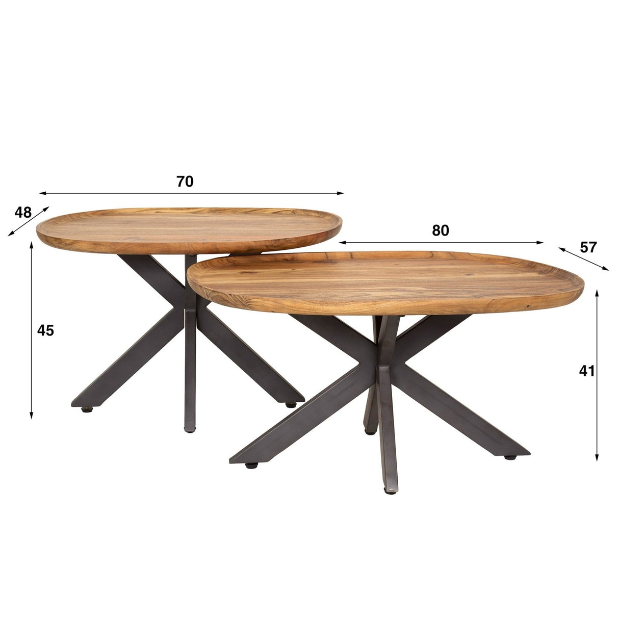 Luna Coffee Table Set Ø70 & Ø48 Solid Acacia