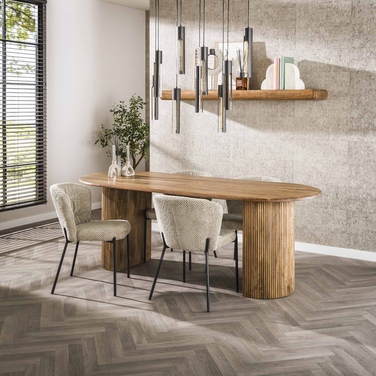 Dining Table Oval Mango Wood Maria 215x90 cm