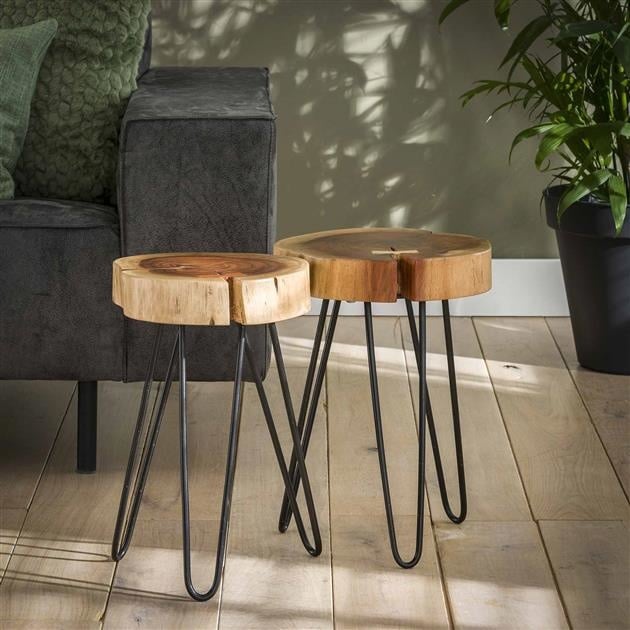 Side table Arbor DH Interior Acacia LxWxH 68x38x12 Acacia wood Atmospheric photo diagonal front view
