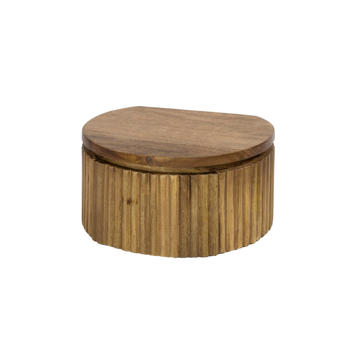 Floating bedside table Curve round 1-drawer Mango wood sand