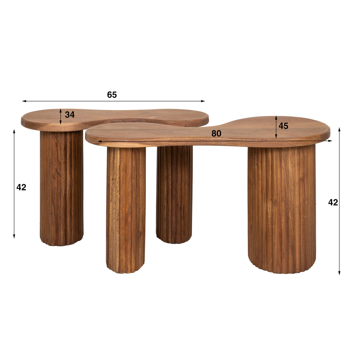 Coffee tables - Coffee table set of 2 Fem acacia wood brown - Dimehouse