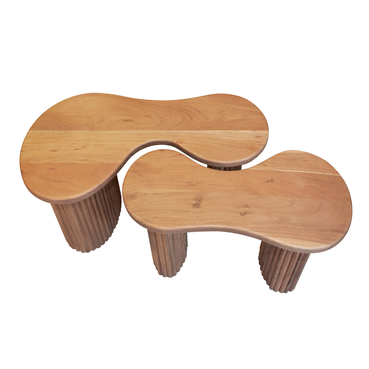 Coffee tables - Coffee table set of 2 Fem acacia wood brown - Dimehouse
