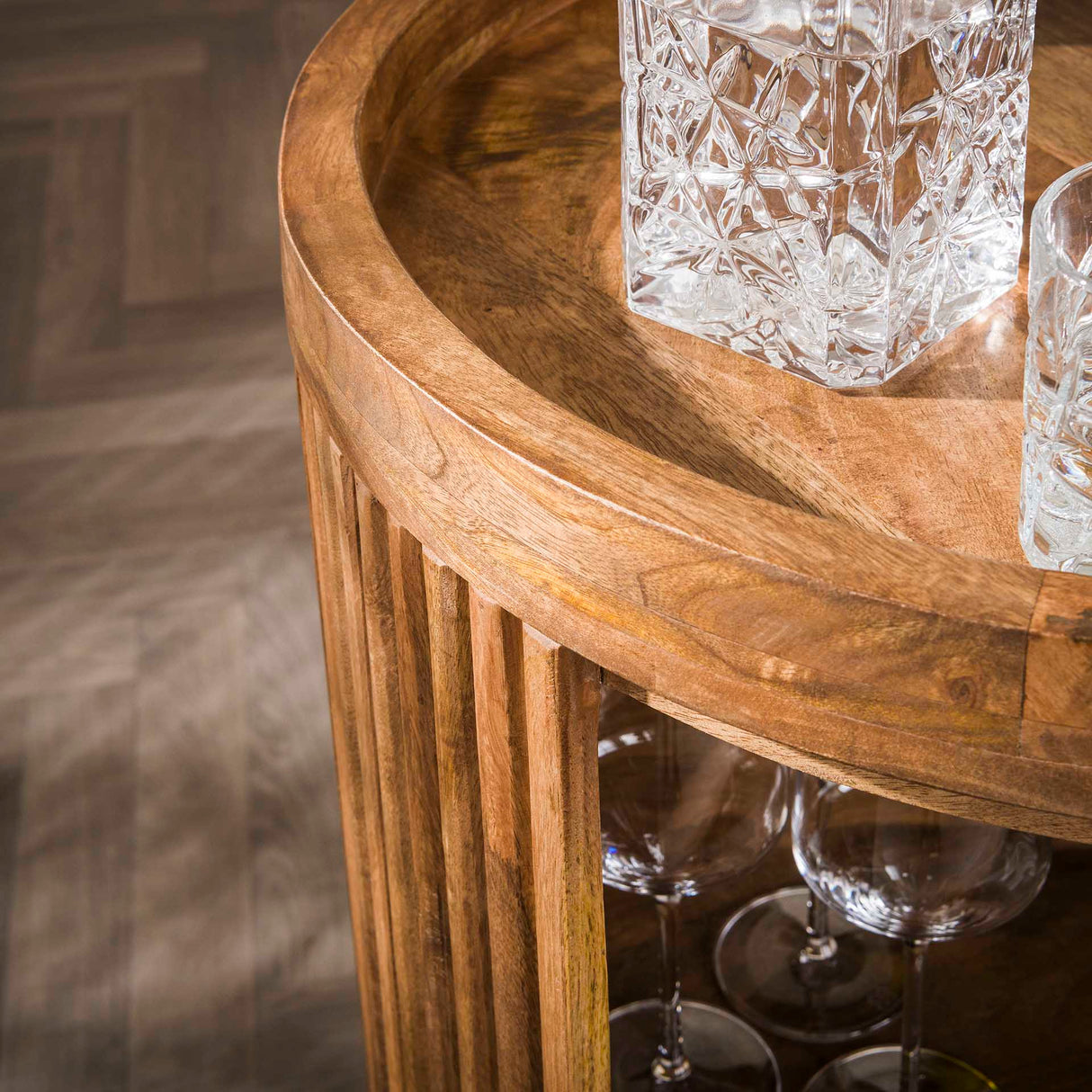 Bartrolley Mango wood sand color on wheels