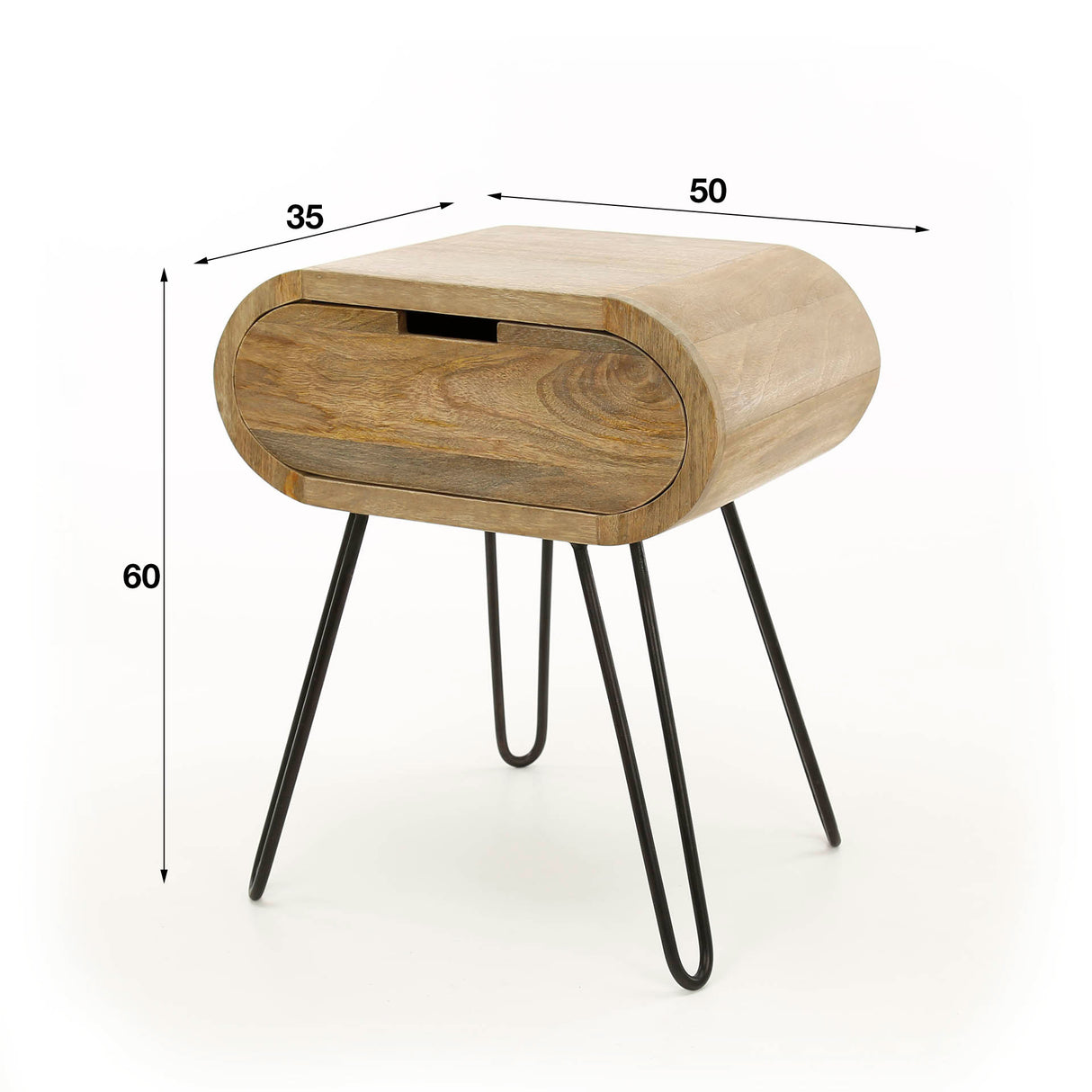 Bedside table Jasmine DH Interior Mango LxWxH 56x41x30 Mango wood White photo size indication
