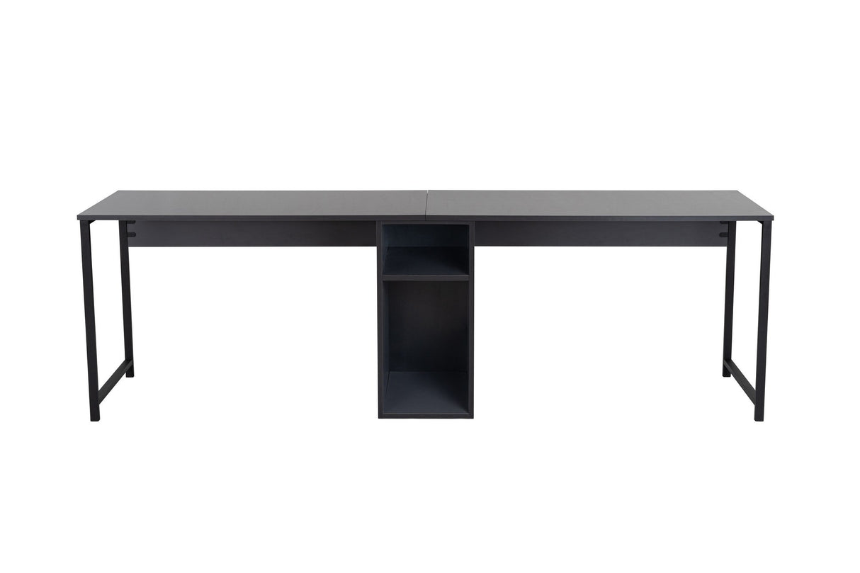 Study desk Twin Study Desk 240x60 cm Anthracite and black Anthracite Black Melamine