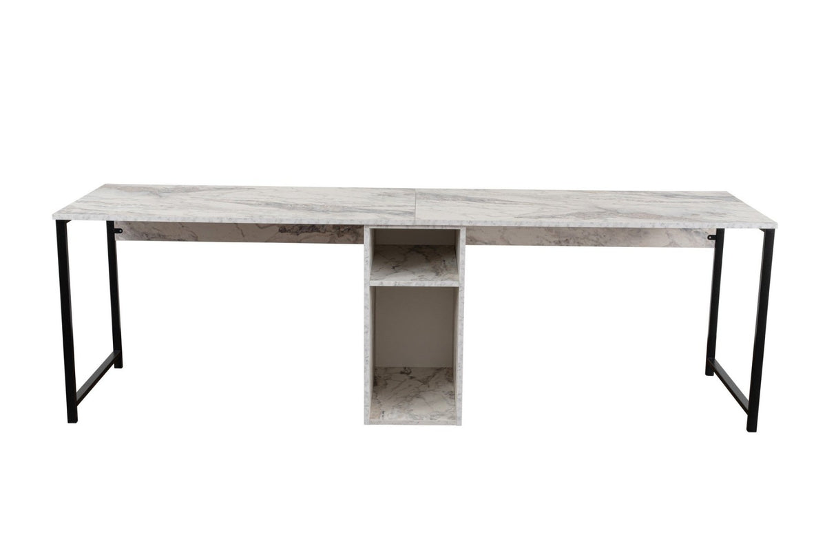 Bureaus - Twin Study Desk Studie Bureau Freesia Marble Black 240x60 cm Melamine - Dimehouse