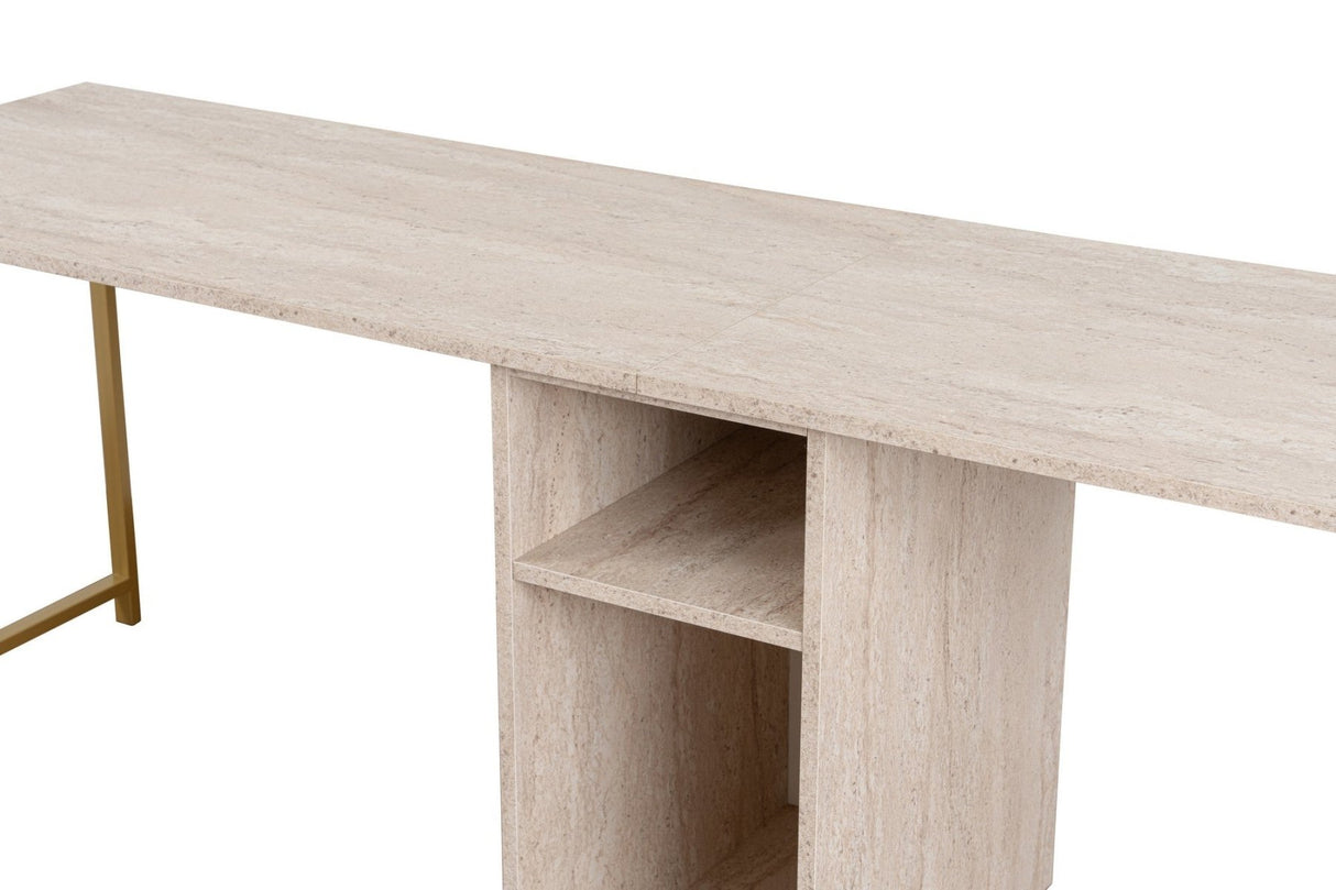 Twin Study Desk Study Office Travertine Gold 240x60 cm Melamine