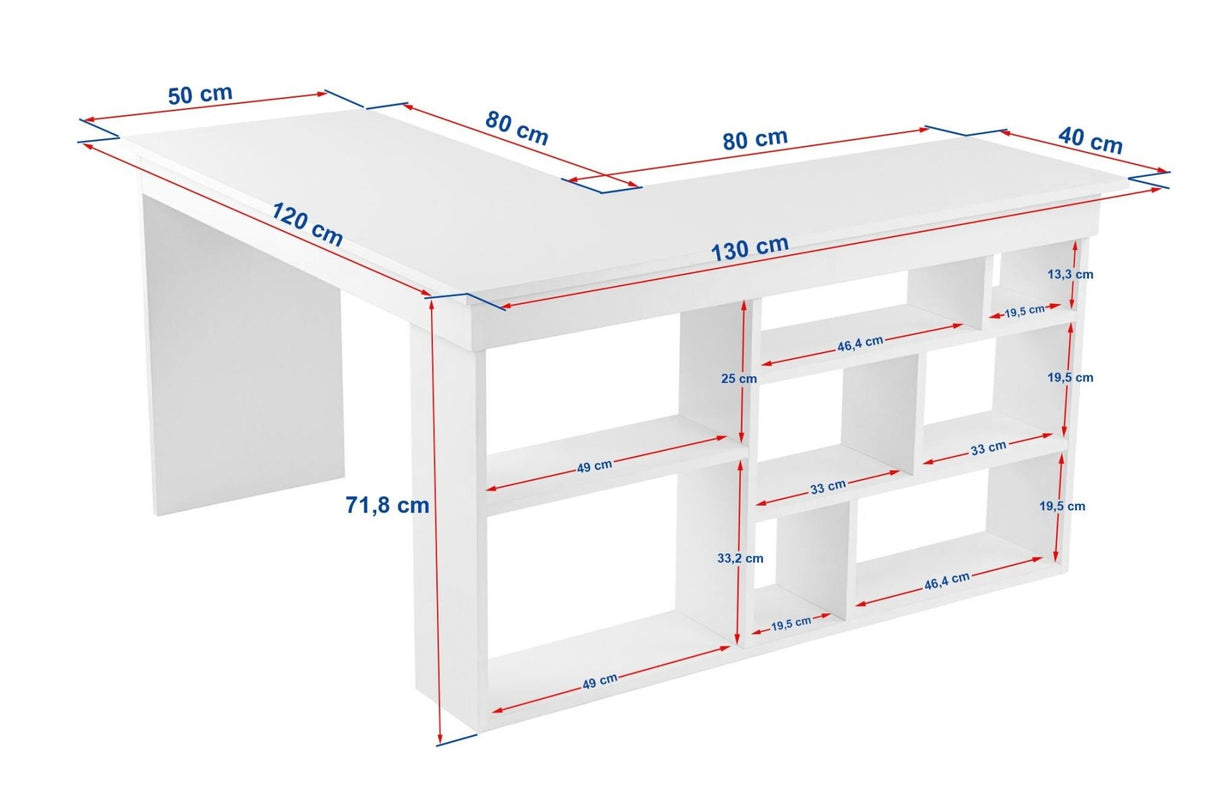 Bureaus - Vesper Studie bureau 130x120 cm wit dennenhout White Atlantic Pine Melamine - Dimehouse