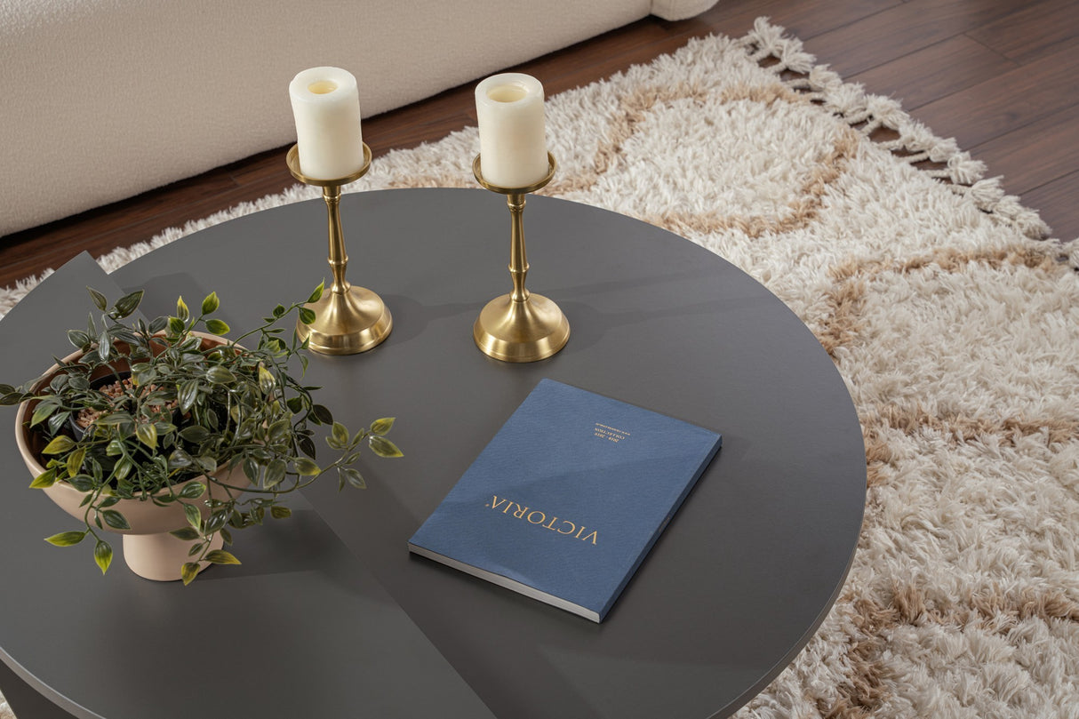 Round Coffee Table Anthracite Melamine 85 cm Orin