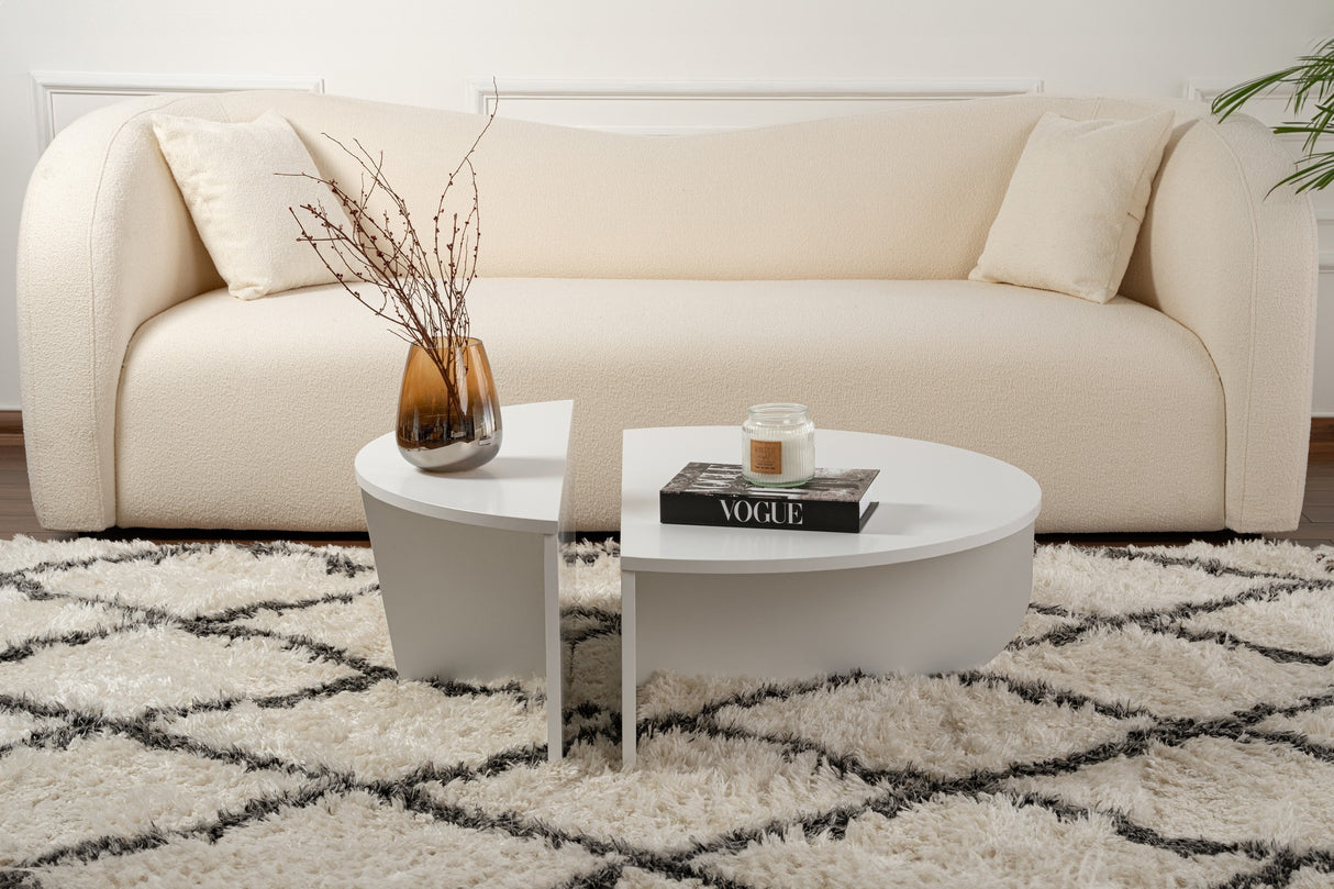Round Coffee Table White 85 cm Melamine Orin