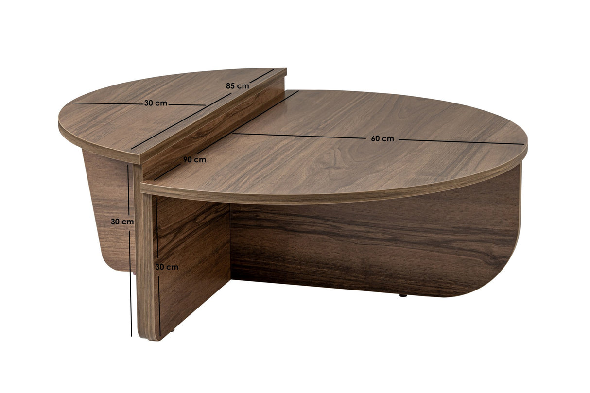 Round Coffee Table 85 cm Natural Walnut Melamine Orin