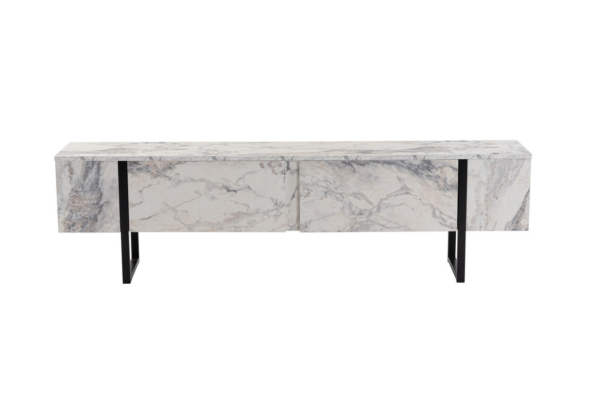 TV Cabinet Marble Melamine Black Frame Blitz 50x180x29.5 cm