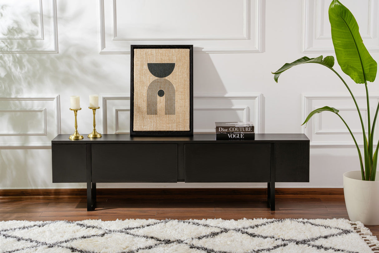 TV Cabinet Black Melamine Blitz 50x180x29.5 cm