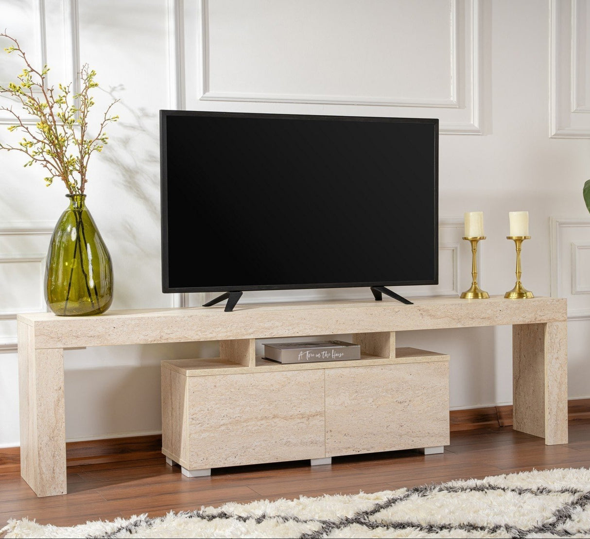 TV Furniture Beige Melamine Vertex 50x180x31.3 cm