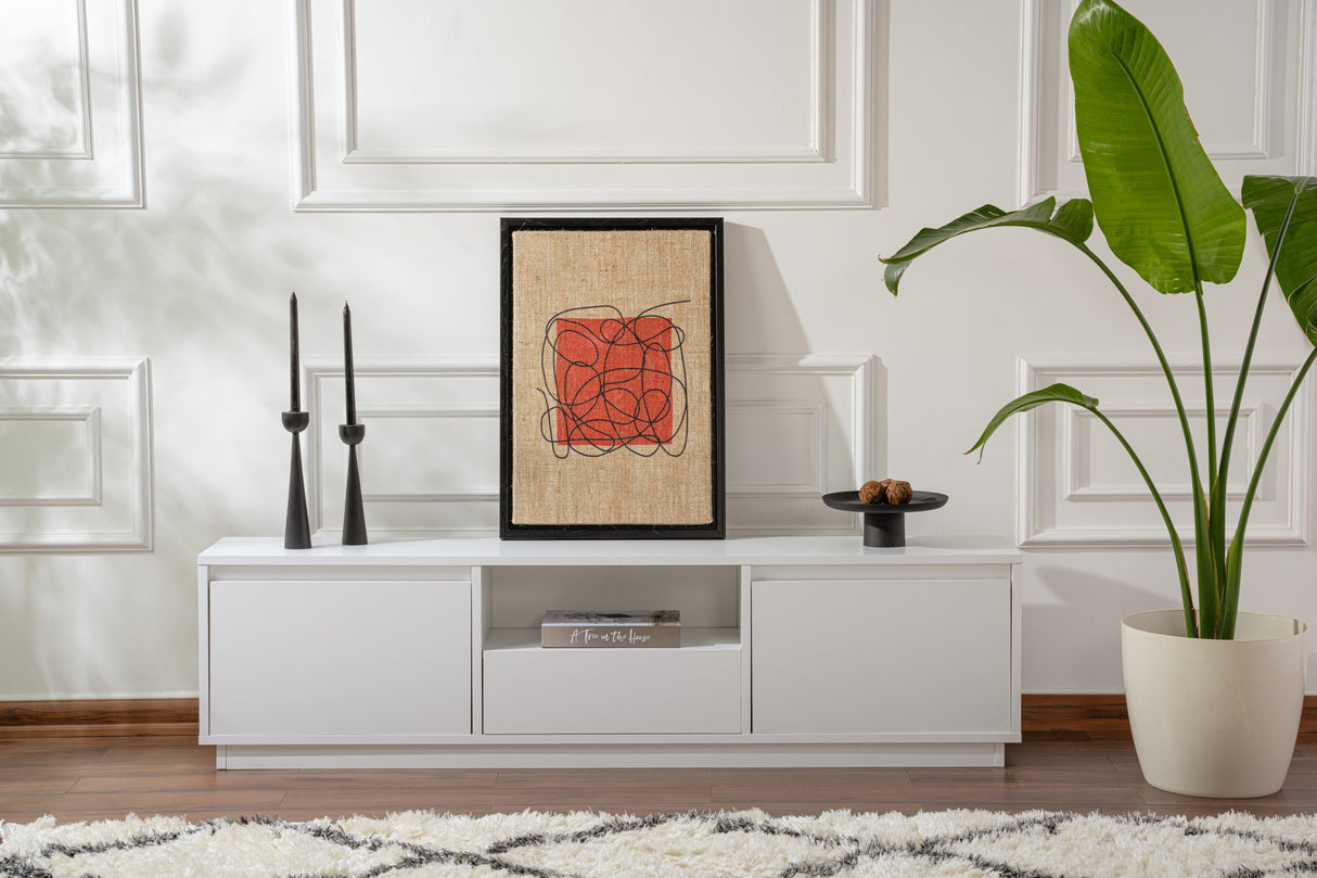 TV Meubels - TV Meubel Vanguard Naturel Wit Melamine 160x42x29,5 cm - Dimehouse