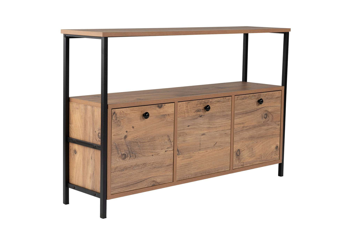 Dressoirs - Dressoir Atlantisch Dennenhout Saloce - Zwart Frame - Drie Vakken - 120x77 cm - Dimehouse