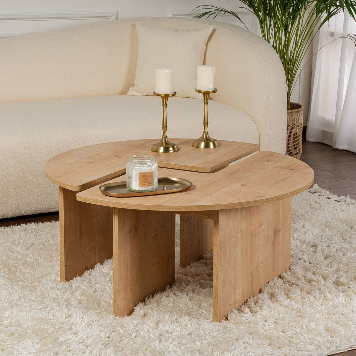 Round Coffee Table Moari Oak Melamine 90 cm