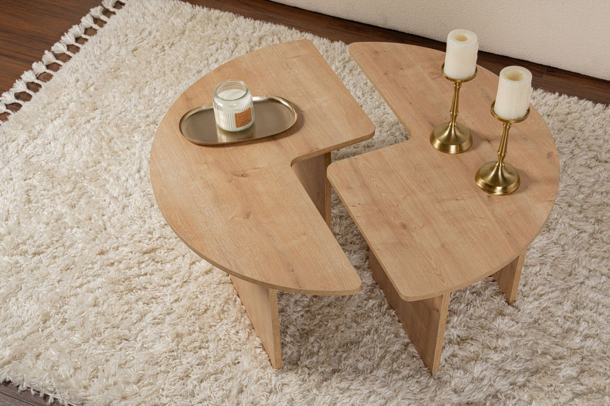 Round Coffee Table Moari Oak Melamine 90 cm