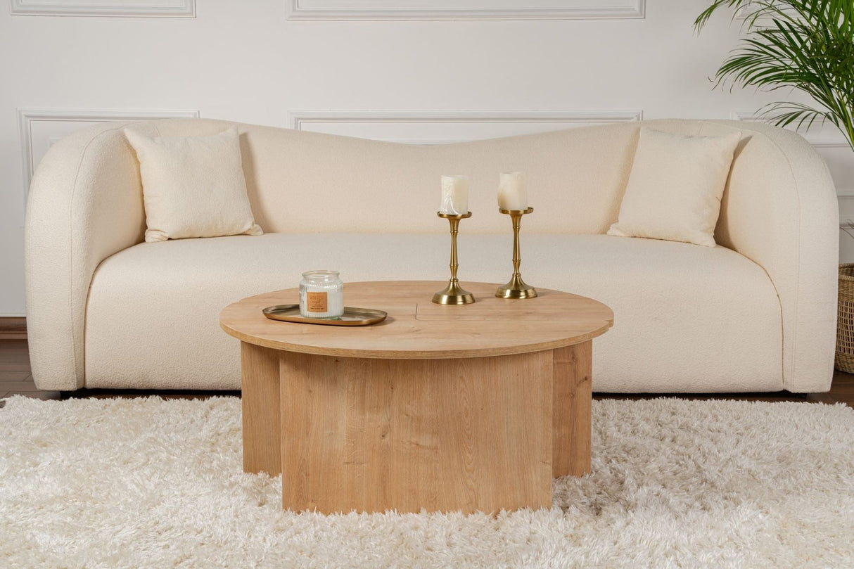 Round Coffee Table Moari Oak Melamine 90 cm