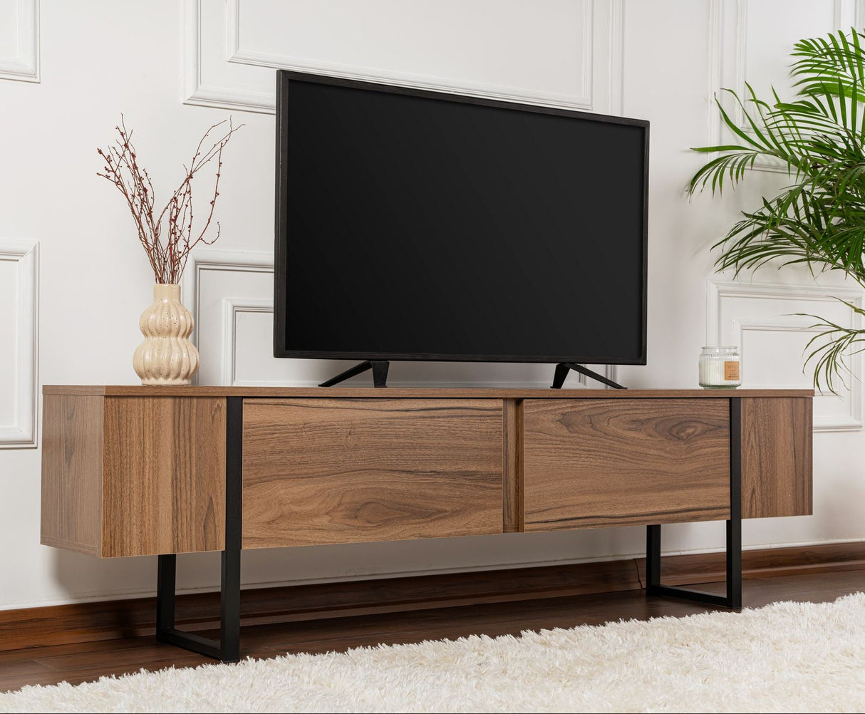 TV Unit Serenity Walnut Black 180x29.5x50 cm Walnut Black Melamine