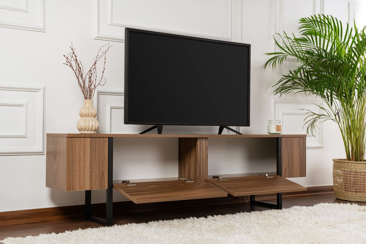 TV Unit Serenity Walnut Black 180x29.5x50 cm Walnut Black Melamine