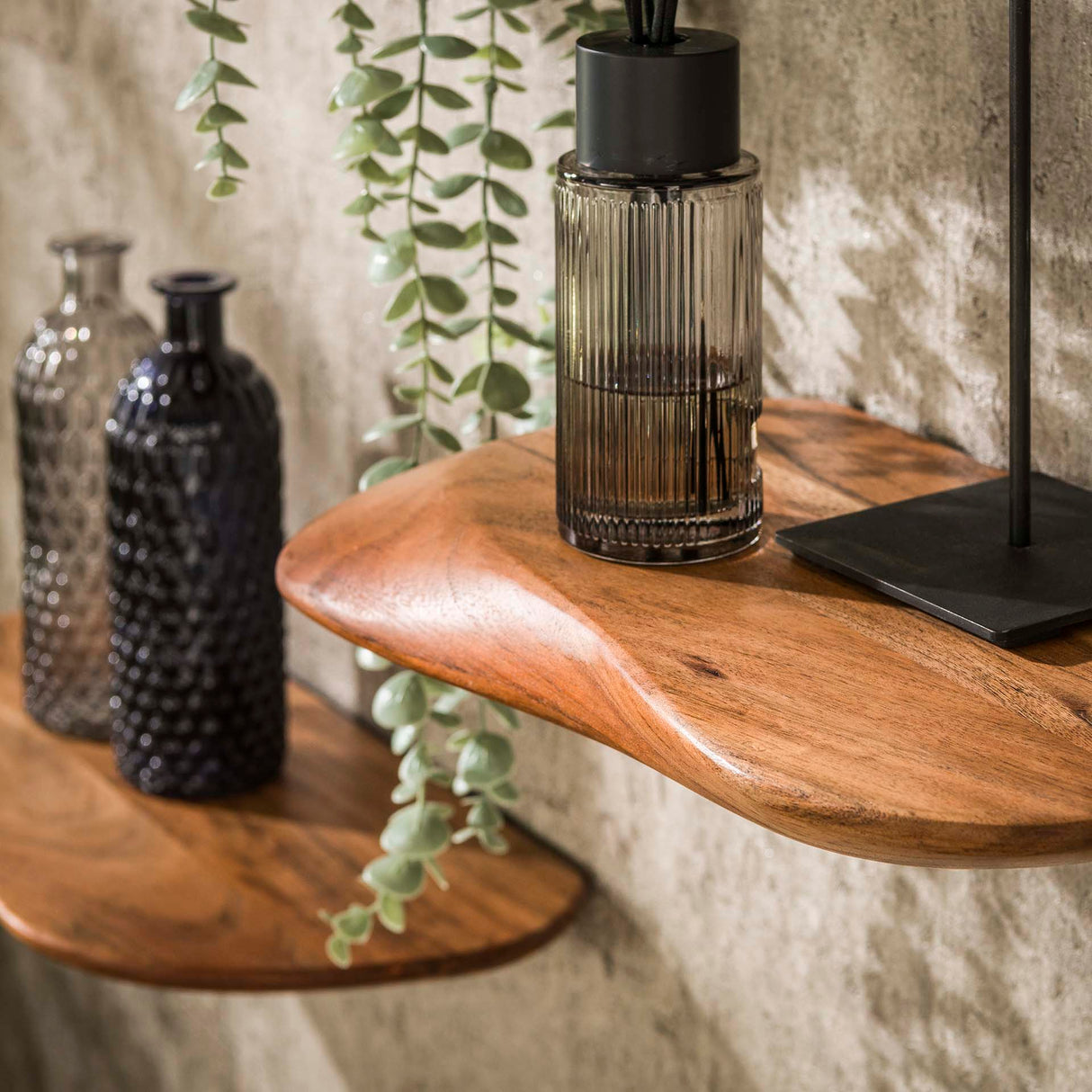 Nordic Set of 3 Wall Shelves Organic - Solid Acacia Wood