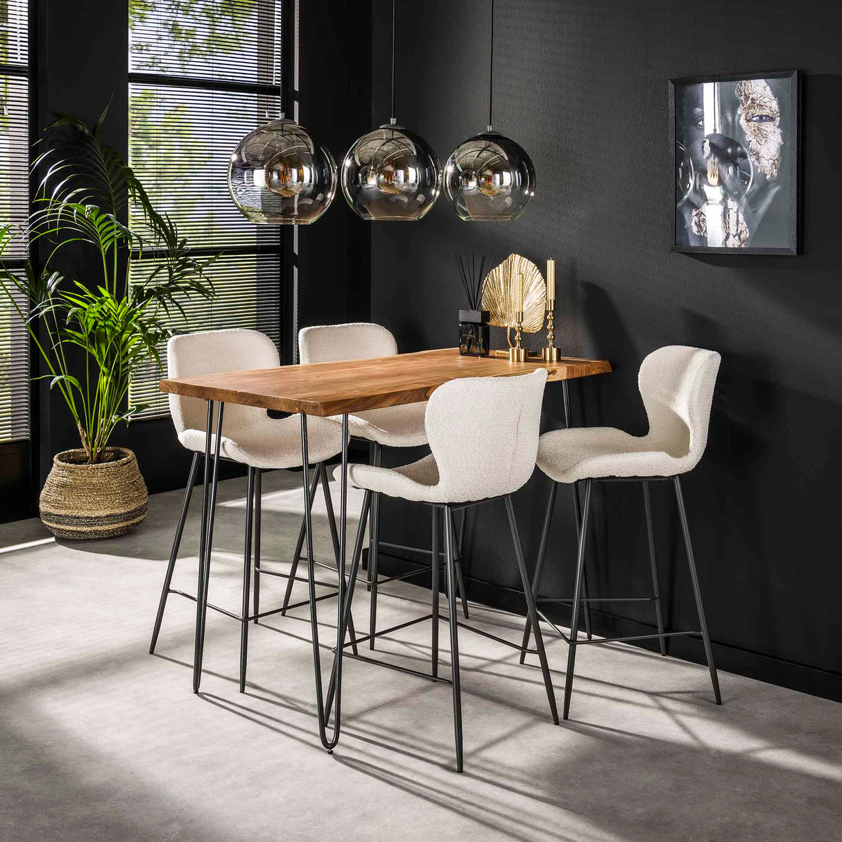 Industrial Bar Table Acacia Wood Elin 130 cm