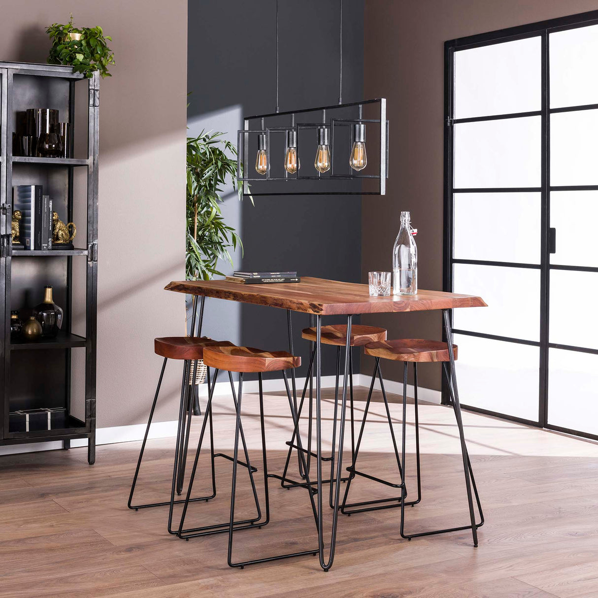 Industrial Bar Table Acacia Wood Elin 130 cm