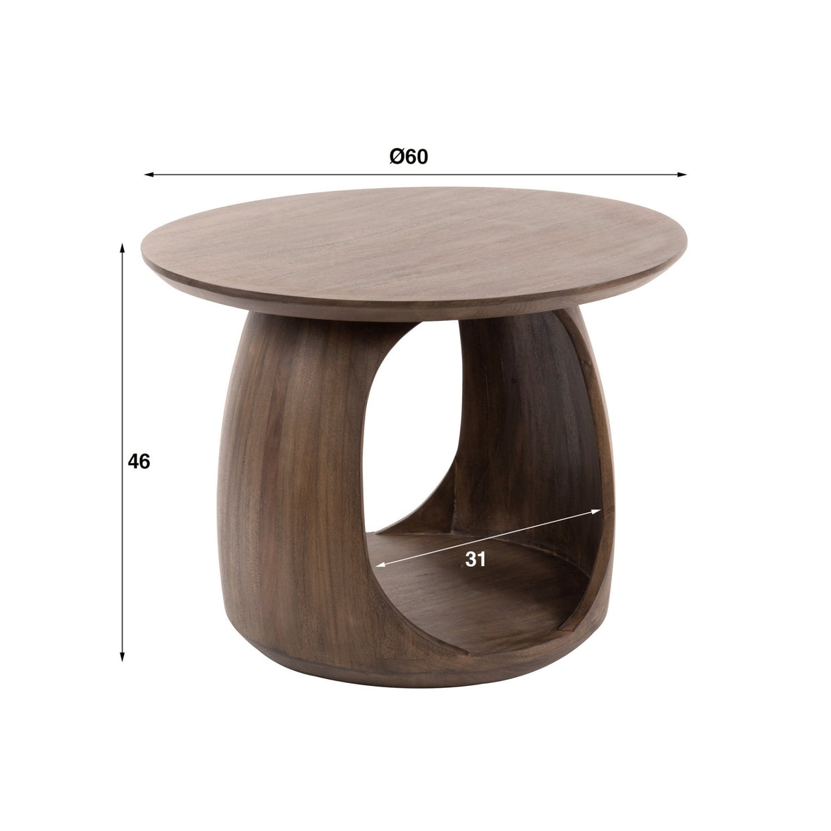 Bijzettafels - Bijzettafel Nore Massief Acacia Bruin 60x60x46 cm - Dimehouse