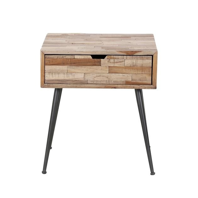 Bedside table Cloë DH Interior Weathered LxWxH 50x40x19 Teak White photo front view