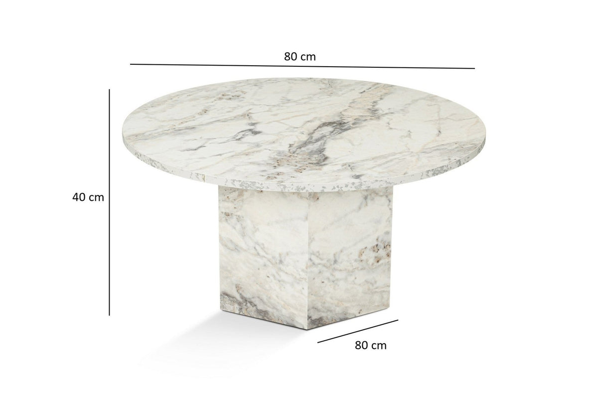 Coffee tables - Round Coffee Table Vano Marble Look 80 cm - Dimehouse
