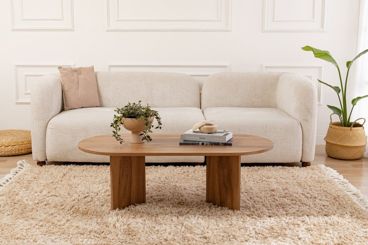 Oval Coffee Table Wood Look - 120x60