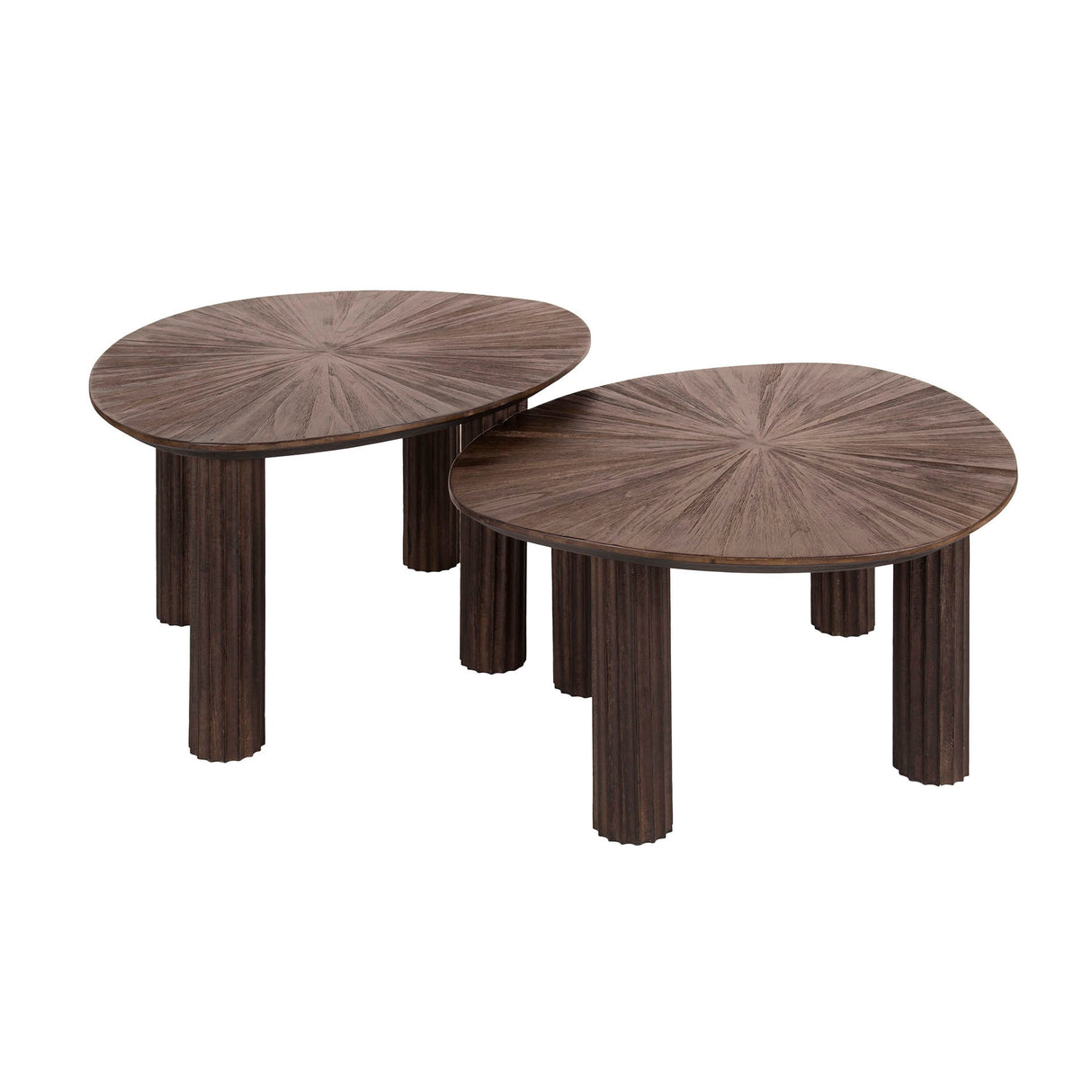 Coffee table set of 2 Myla Triangular Teak Wood Brown