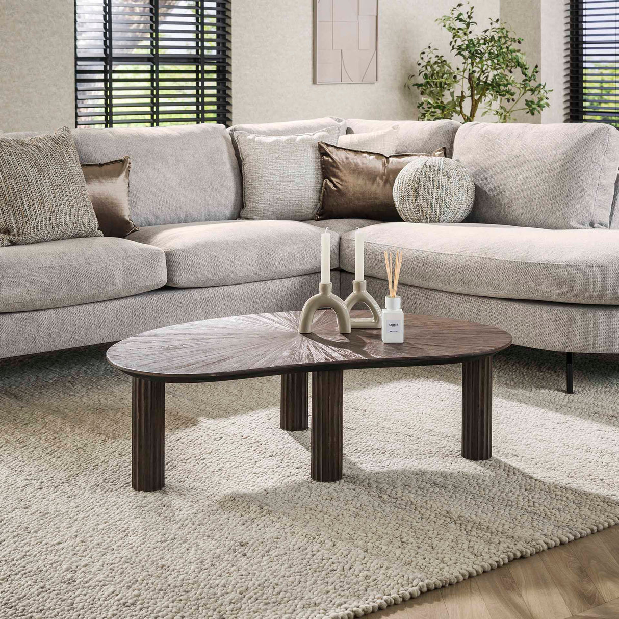 Myla Coffee Table Organic Teak Wood Brown 110 cm