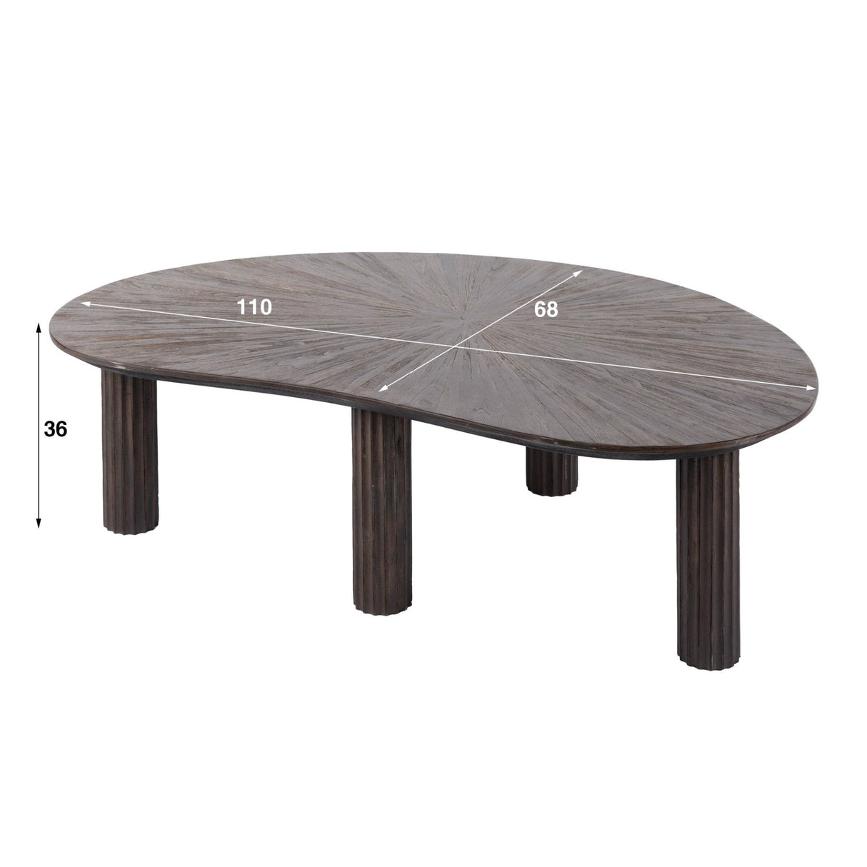 Myla Coffee Table Organic Teak Wood Brown 110 cm