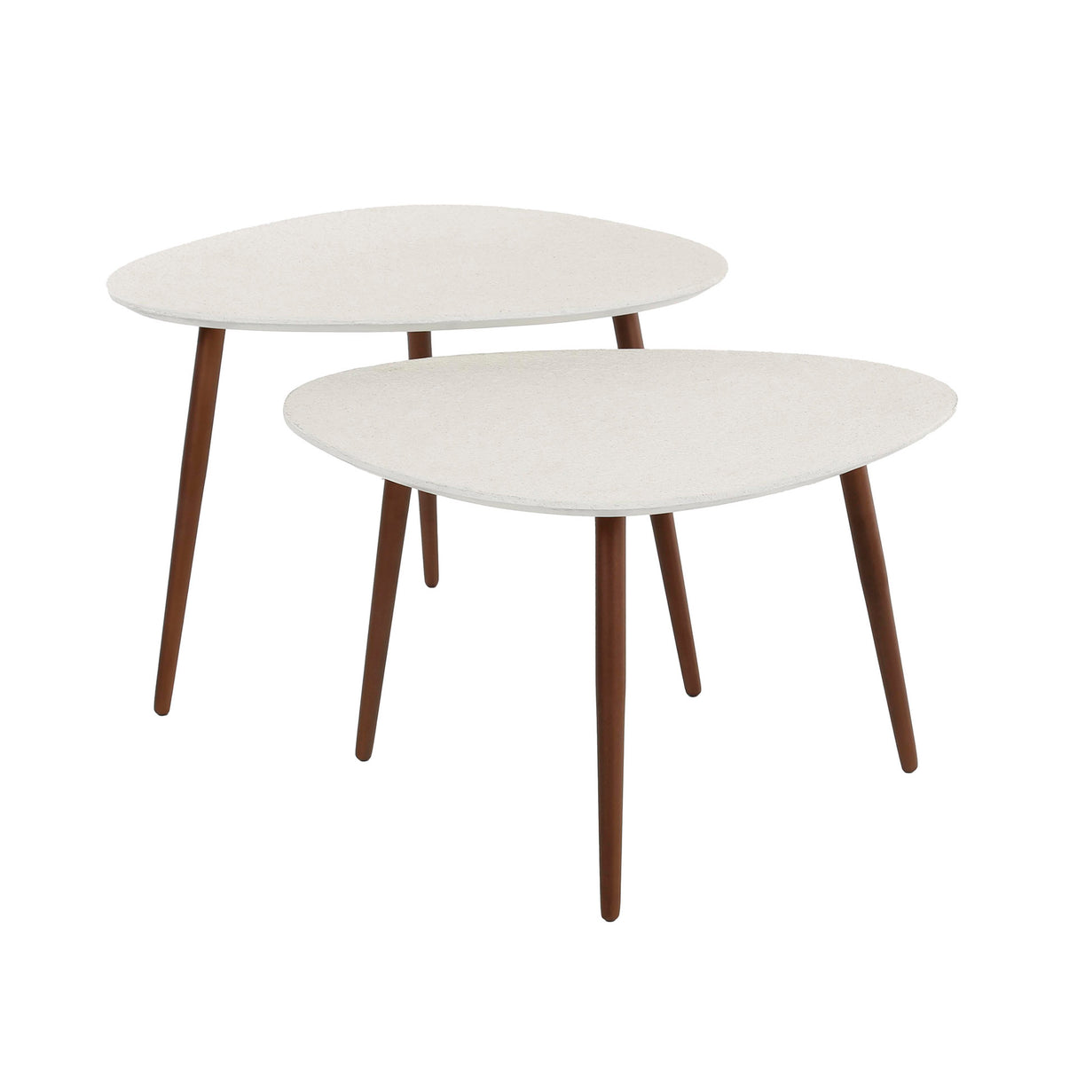 Salontafels - Salontafel Set van 2 Sylas Kiezel Wit Marmer Composiet - Brons Frame - Dimehouse