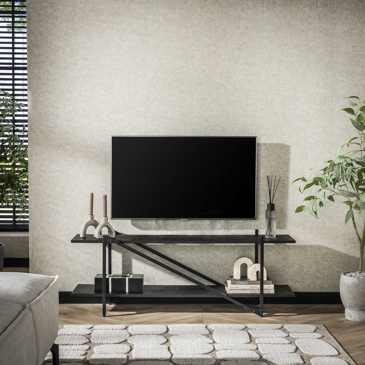 TV Furniture Loek Gray Metal 140 cm