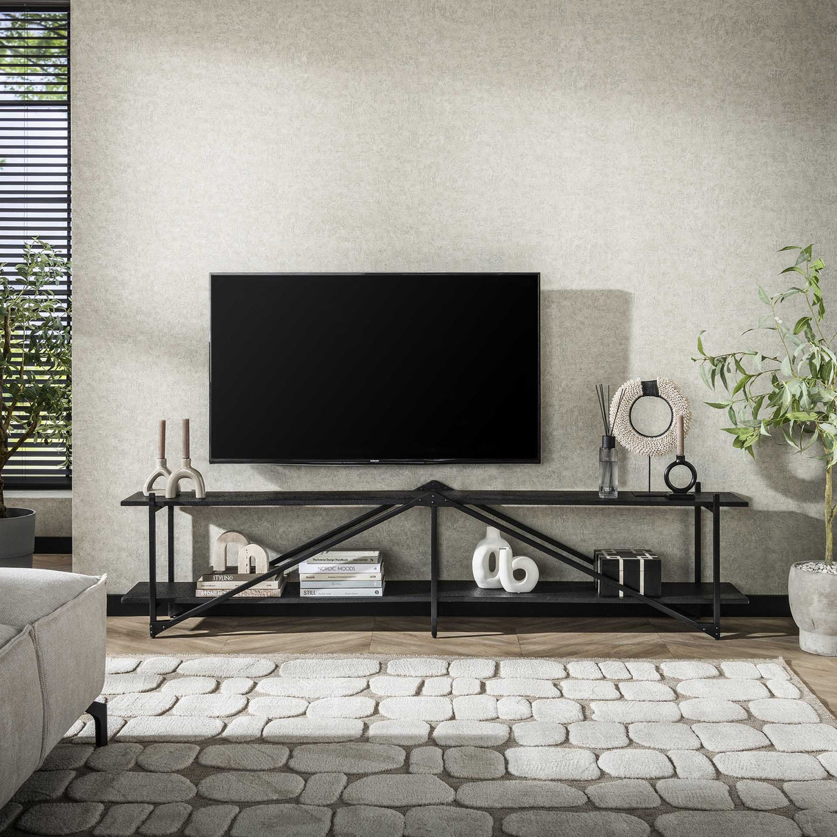 TV Furniture Loek Gray Metal 220 cm
