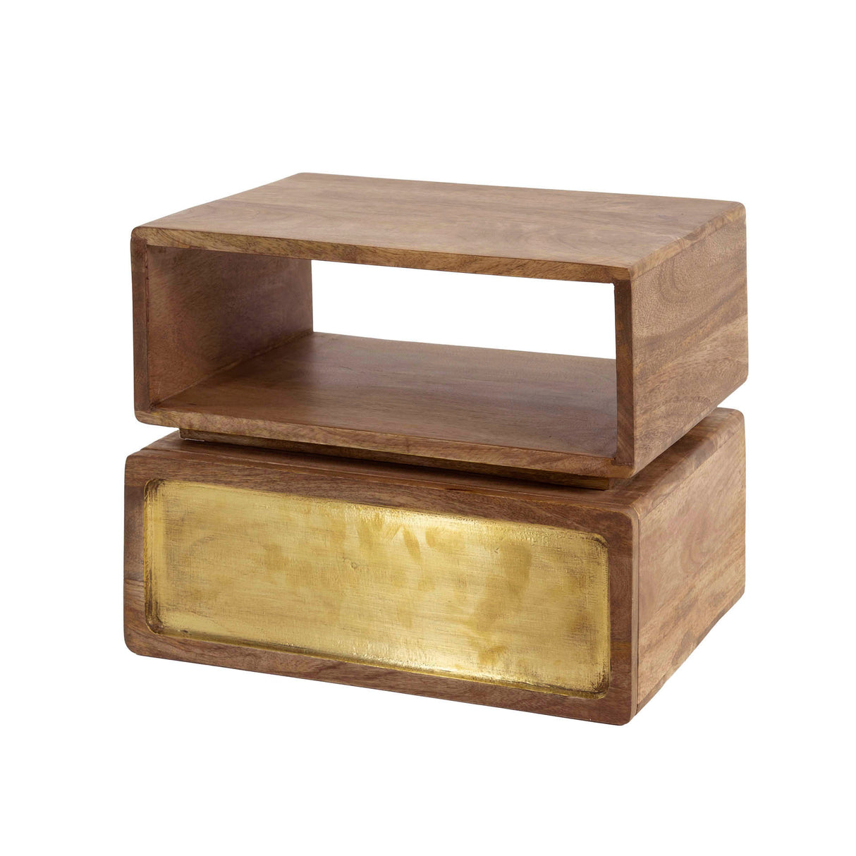 Solano Nightstand 1 drawer Mango wood Sand with brass knob