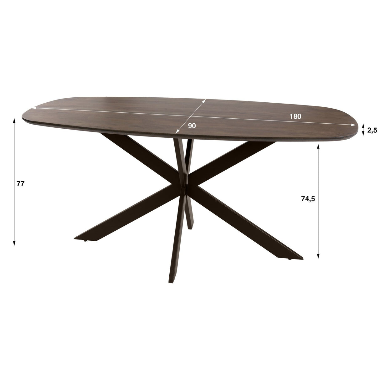 Danish Oval Dining Table Laurie Acacia Wood 180x95 cm