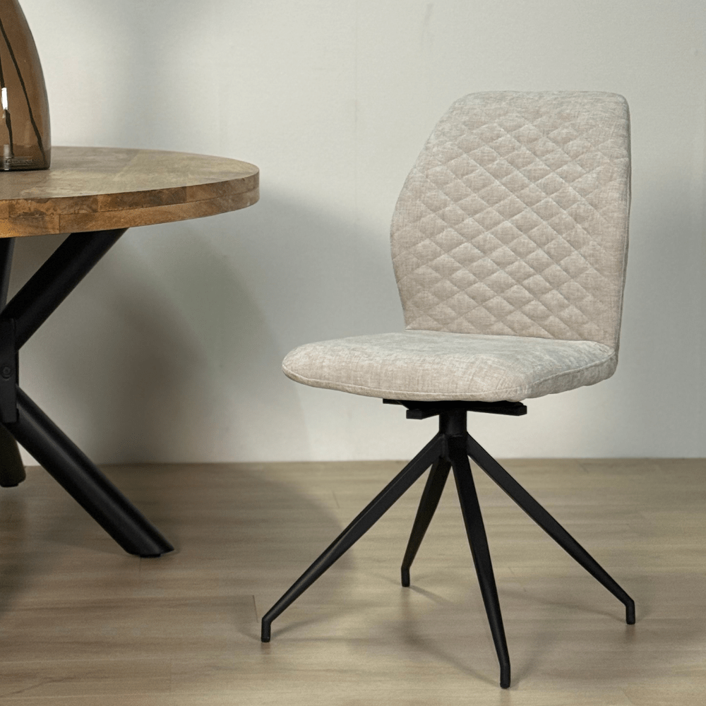 Swivel Dining Chair Light Grey Charly Chenille Fabric