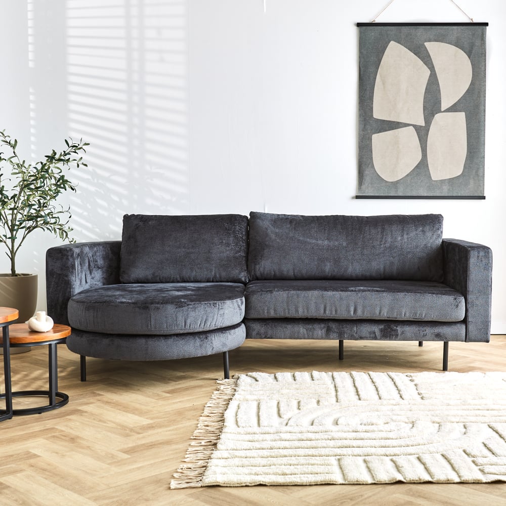 Sofa Bella Dimehouse Anthracite LxWxH 138x98x55 Fabric Atmospheric photo front view