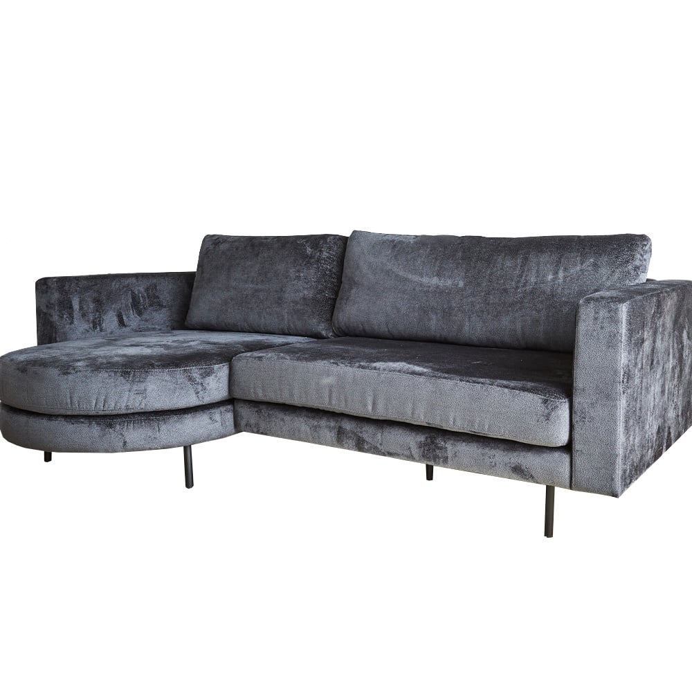 Sofa Bella Dimehouse Anthracite LxWxH 138x98x55 Fabric White photo diagonal front view
